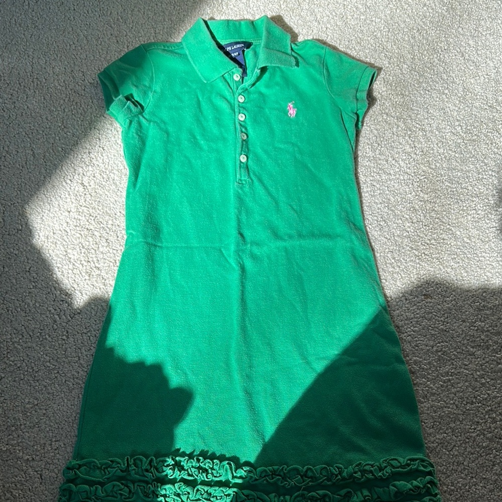 Ralph Lauren girls Green Polo Dress M 8/10